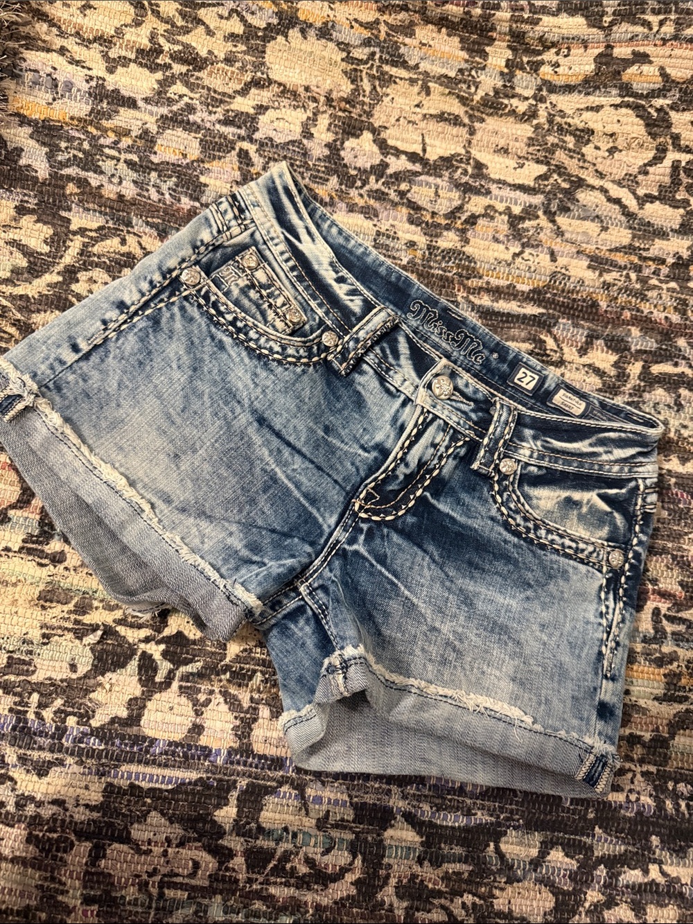 New without tags Miss Me Light Blue Distressed Denim Cutoff Shorts size 27